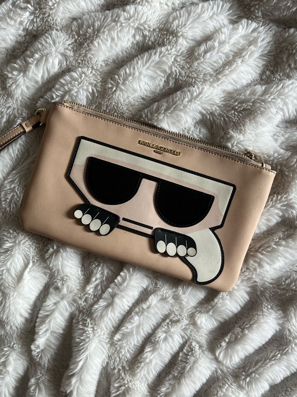 Karl Lagerfeld Beige Wristlet Clutch